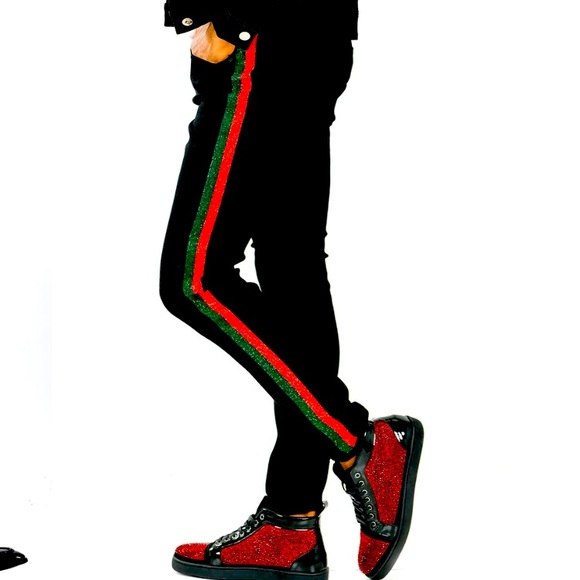 Www.UrbanFashionsInc.com Other - Designer Jeans for men with Green and Red GG style